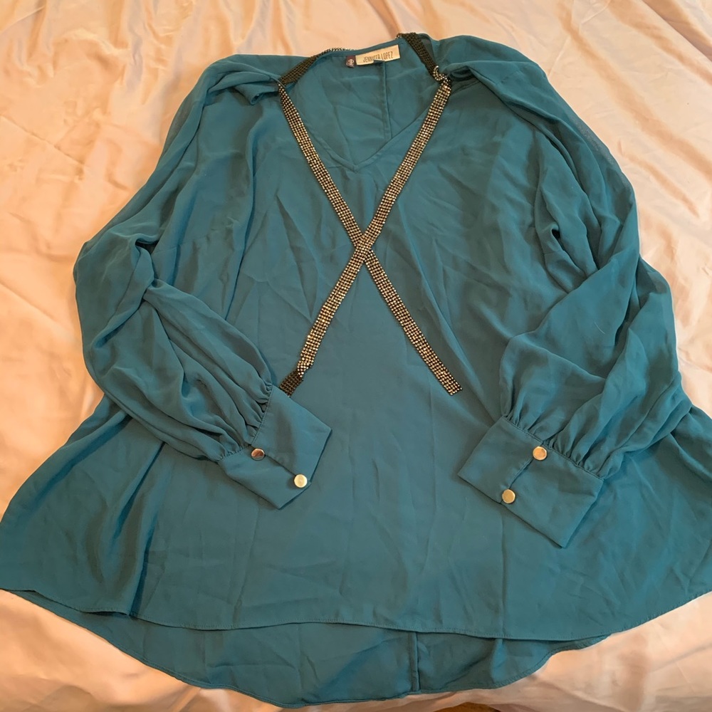 Jennifer Lopez Deep Teal Blouse